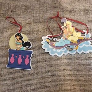 Disney Kurt Adler Wood Ornament Aladdin vintage set/2